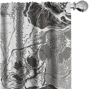 Ambesonne Delicate Roses Curtains, Neutral Vintage Floral Scene with Leafy Ornaments Romantic Print, Window Treatments 2 Panel Set for Living Room Bedroom, Pair of – 28″ x 63″, Pastel Pink Pale Grey(Charcoal Grey Coconut)