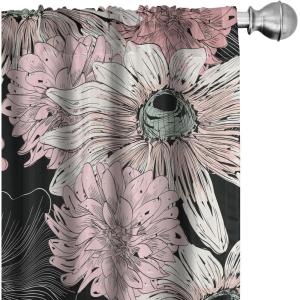 Ambesonne Delicate Roses Curtains, Neutral Vintage Floral Scene with Leafy Ornaments Romantic Print, Window Treatments 2 Panel Set for Living Room Bedroom, Pair of – 28″ x 63″, Pastel Pink Pale Grey(Pale Pink Pastel Pink)