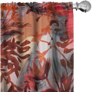 Ambesonne Delicate Roses Curtains, Neutral Vintage Floral Scene with Leafy Ornaments Romantic Print, Window Treatments 2 Panel Set for Living Room Bedroom, Pair of – 28″ x 63″, Pastel Pink Pale Grey(Dark Coral Burgundy Amber)