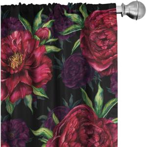 Ambesonne Delicate Roses Curtains, Neutral Vintage Floral Scene with Leafy Ornaments Romantic Print, Window Treatments 2 Panel Set for Living Room Bedroom, Pair of – 28″ x 63″, Pastel Pink Pale Grey(Raspberry Fern Green)