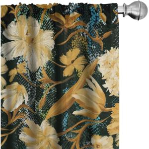 Ambesonne Delicate Roses Curtains, Neutral Vintage Floral Scene with Leafy Ornaments Romantic Print, Window Treatments 2 Panel Set for Living Room Bedroom, Pair of – 28″ x 63″, Pastel Pink Pale Grey(Pale Earth Yellow Cream)
