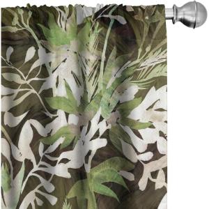 Ambesonne Delicate Roses Curtains, Neutral Vintage Floral Scene with Leafy Ornaments Romantic Print, Window Treatments 2 Panel Set for Living Room Bedroom, Pair of – 28″ x 63″, Pastel Pink Pale Grey(Pistachio Green Champagne)