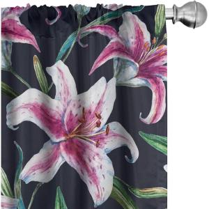 Ambesonne Delicate Roses Curtains, Neutral Vintage Floral Scene with Leafy Ornaments Romantic Print, Window Treatments 2 Panel Set for Living Room Bedroom, Pair of – 28″ x 63″, Pastel Pink Pale Grey(Magenta Jade Green)