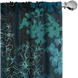 Ambesonne Delicate Roses Curtains, Neutral Vintage Floral Scene with Leafy Ornaments Romantic Print, Window Treatments 2 Panel Set for Living Room Bedroom, Pair of – 28″ x 63″, Pastel Pink Pale Grey(Seafoam Teal Dark Teal)