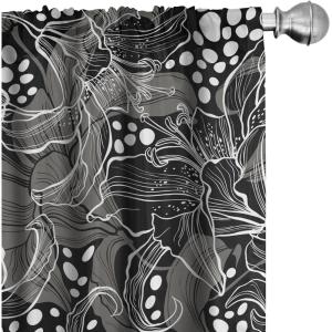 Ambesonne Delicate Roses Curtains, Neutral Vintage Floral Scene with Leafy Ornaments Romantic Print, Window Treatments 2 Panel Set for Living Room Bedroom, Pair of – 28″ x 63″, Pastel Pink Pale Grey(Pale Grey Charcoal Grey)