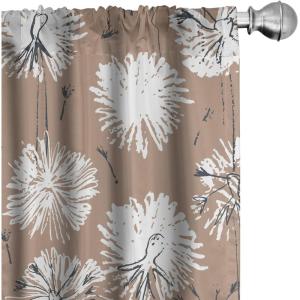Ambesonne Delicate Roses Curtains, Retro Themed Garden Scene Flowers Vintage with Neutral Colors, Window Treatments 2 Panel Set for Living Room Bedroom, Pair of – 28″ x 63″, Pale Peach Pale Grey Dust(Pale Taupe White)