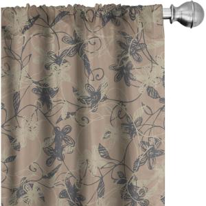 Ambesonne Delicate Roses Curtains, Retro Themed Garden Scene Flowers Vintage with Neutral Colors, Window Treatments 2 Panel Set for Living Room Bedroom, Pair of – 28″ x 63″, Pale Peach Pale Grey Dust(Sand Brown and Dark Blue Grey)