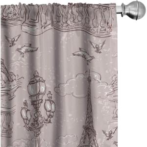 Ambesonne Delicate Roses Curtains, Retro Themed Garden Scene Flowers Vintage with Neutral Colors, Window Treatments 2 Panel Set for Living Room Bedroom, Pair of – 28″ x 63″, Pale Peach Pale Grey Dust(Pale Rose Dark Mauve)