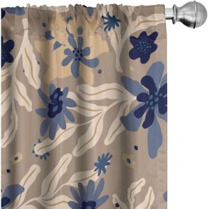 Ambesonne Delicate Roses Curtains, Retro Themed Garden Scene Flowers Vintage with Neutral Colors, Window Treatments 2 Panel Set for Living Room Bedroom, Pair of – 28″ x 63″, Pale Peach Pale Grey Dust(Dark Ceil Blue Eggshell)