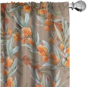 Ambesonne Delicate Roses Curtains, Retro Themed Garden Scene Flowers Vintage with Neutral Colors, Window Treatments 2 Panel Set for Living Room Bedroom, Pair of – 28″ x 63″, Pale Peach Pale Grey Dust(Dark Orange Pale Green)