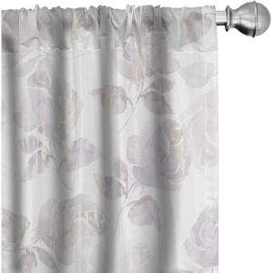 Ambesonne Delicate Roses Curtains, Retro Themed Garden Scene Flowers Vintage with Neutral Colors, Window Treatments 2 Panel Set for Living Room Bedroom, Pair of – 28″ x 63″, Pale Peach Pale Grey Dust(Blue Grey Champagne)