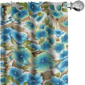 Ambesonne Delicate Roses Curtains, Retro Themed Garden Scene Flowers Vintage with Neutral Colors, Window Treatments 2 Panel Set for Living Room Bedroom, Pair of – 28″ x 63″, Pale Peach Pale Grey Dust(Sea Green Sky Blue White)