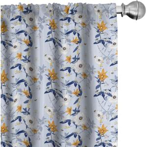 Ambesonne Exotic Boho Curtains, Simple Design Modern Linear Flamingo Pattern with Leaves Neutral Art, Window Treatments 2 Panel Set for Living Room Bedroom, Pair of – 28″ x 63″, Pale Azure Blue Coral(Pale Azure Blue and Apricot)