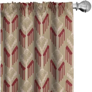 Ambesonne Exotic Boho Curtains, Simple Design Modern Linear Flamingo Pattern with Leaves Neutral Art, Window Treatments 2 Panel Set for Living Room Bedroom, Pair of – 28″ x 63″, Pale Azure Blue Coral(Slate Brown Burgundy)