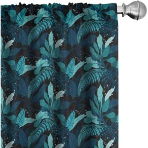 Ambesonne Exotic Boho Curtains, Simple Design Modern Linear Flamingo Pattern with Leaves Neutral Art, Window Treatments 2 Panel Set for Living Room Bedroom, Pair of – 28″ x 63″, Pale Azure Blue Coral(Dark Lavender Cadet Blue)