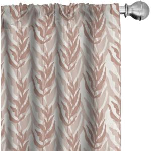 Ambesonne Exotic Boho Curtains, Simple Design Modern Linear Flamingo Pattern with Leaves Neutral Art, Window Treatments 2 Panel Set for Living Room Bedroom, Pair of – 28″ x 63″, Pale Azure Blue Coral(Pale Mauve Taupe Cream)