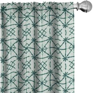Ambesonne Exotic Boho Curtains, Simple Design Modern Linear Flamingo Pattern with Leaves Neutral Art, Window Treatments 2 Panel Set for Living Room Bedroom, Pair of – 28″ x 63″, Pale Azure Blue Coral(Pale Teal and Forest Green)