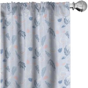 Ambesonne Exotic Boho Curtains, Simple Design Modern Linear Flamingo Pattern with Leaves Neutral Art, Window Treatments 2 Panel Set for Living Room Bedroom, Pair of – 28″ x 63″, Pale Azure Blue Coral(Pale Azure Blue Coral)