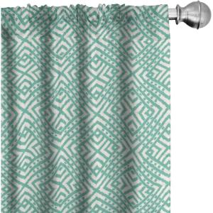 Ambesonne Exotic Boho Curtains, Simple Design Modern Linear Flamingo Pattern with Leaves Neutral Art, Window Treatments 2 Panel Set for Living Room Bedroom, Pair of – 28″ x 63″, Pale Azure Blue Coral(Sea Green and Almond Green)