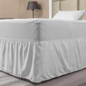 Ambesonne Floral Bedskirt, Soft Toned Flower Petals Traditional Oriental Leafy in Neutral Muted Tones, Bedroom Decor Wrap Around Elastic Bed Skirt Gathered Design, Full, Pale Taupe and White