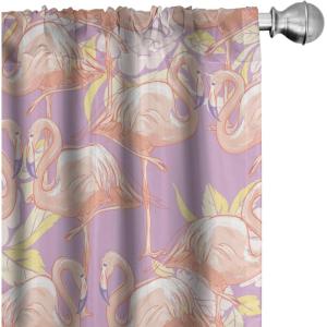 Ambesonne Floral Curtains, Fashion Design Garden Artwork of Repetitive Red Peony Flowers Neutral, Window Treatments 2 Panel Set for Living Room Bedroom, Pair of – 28″ x 84″, Dark Coral Pale Caramel(Blush Lilac Pale Yellow)
