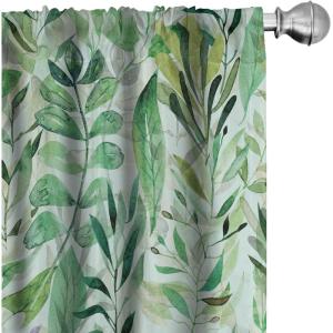 Ambesonne Floral Curtains, Neutral Colors Delicate Blooming Flowers Pattern Dreamy Blush Tone Art, Window Treatments 2 Panel Set for Living Room Bedroom, Pair of – 28″ x 63″, Hot Pink Charcoal Grey(Almond Green Khaki White)