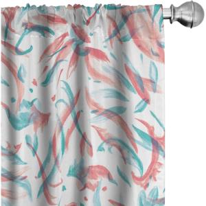 Ambesonne Floral Curtains, Neutral Colors Delicate Blooming Flowers Pattern Dreamy Blush Tone Art, Window Treatments 2 Panel Set for Living Room Bedroom, Pair of – 28″ x 63″, Hot Pink Charcoal Grey(Turquoise Seafoam White)
