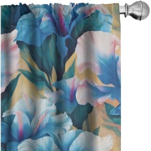 Ambesonne Floral Curtains, Neutral Colors Delicate Blooming Flowers Pattern Dreamy Blush Tone Art, Window Treatments 2 Panel Set for Living Room Bedroom, Pair of – 28″ x 63″, Hot Pink Charcoal Grey(Sea Blue Jade Green)