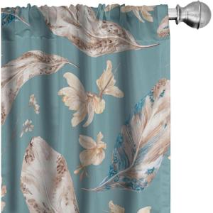 Ambesonne Floral Curtains, Neutral Colors Delicate Blooming Flowers Pattern Dreamy Blush Tone Art, Window Treatments 2 Panel Set for Living Room Bedroom, Pair of – 28″ x 63″, Hot Pink Charcoal Grey(Dark Sky Blue Tan)