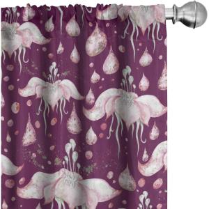 Ambesonne Floral Curtains, Neutral Colors Delicate Blooming Flowers Pattern Dreamy Blush Tone Art, Window Treatments 2 Panel Set for Living Room Bedroom, Pair of – 28″ x 63″, Hot Pink Charcoal Grey(Sea Blue and Pastel Pink)