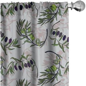 Ambesonne Floral Curtains, Neutral Colors Delicate Blooming Flowers Pattern Dreamy Blush Tone Art, Window Treatments 2 Panel Set for Living Room Bedroom, Pair of – 28″ x 63″, Hot Pink Charcoal Grey(Apple Green Quartz Grey)