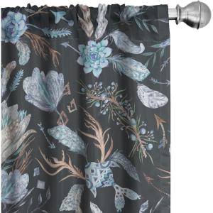 Ambesonne Floral Curtains, Neutral Colors Delicate Blooming Flowers Pattern Dreamy Blush Tone Art, Window Treatments 2 Panel Set for Living Room Bedroom, Pair of – 28″ x 63″, Hot Pink Charcoal Grey(Slate Blue Pale Mustard)