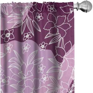 Ambesonne Floral Curtains, Neutral Colors Delicate Blooming Flowers Pattern Dreamy Blush Tone Art, Window Treatments 2 Panel Set for Living Room Bedroom, Pair of – 28″ x 63″, Hot Pink Charcoal Grey(Pale Lilac White Mauve)
