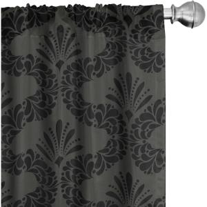 Ambesonne Floral Design Curtains, Traditional Damask Flower Pattern Geometric Neutral Boho Artwork, Window Treatments 2 Panel Set for Living Room Bedroom, Pair of – 28″ x 95″, Cobalt Blue and White(Charcoal Grey Grey Teal)