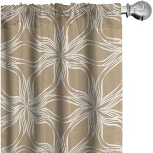 Ambesonne Floral Design Curtains, Traditional Damask Flower Pattern Geometric Neutral Boho Artwork, Window Treatments 2 Panel Set for Living Room Bedroom, Pair of – 28″ x 95″, Cobalt Blue and White(Ecru and White)