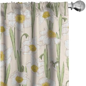 Ambesonne Floral Design Curtains, Traditional Damask Flower Pattern Geometric Neutral Boho Artwork, Window Treatments 2 Panel Set for Living Room Bedroom, Pair of – 28″ x 95″, Cobalt Blue and White(Eggshell Pistachio Green)