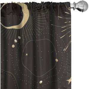 Ambesonne Floral Design Curtains, Traditional Damask Flower Pattern Geometric Neutral Boho Artwork, Window Treatments 2 Panel Set for Living Room Bedroom, Pair of – 28″ x 95″, Cobalt Blue and White(Charcoal Grey Pale Yellow)