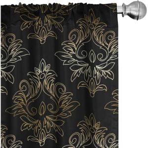 Ambesonne Floral Design Curtains, Traditional Damask Flower Pattern Geometric Neutral Boho Artwork, Window Treatments 2 Panel Set for Living Room Bedroom, Pair of – 28″ x 95″, Cobalt Blue and White(Charcoal Grey Amber)