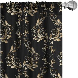 Ambesonne Floral Design Curtains, Traditional Damask Flower Pattern Geometric Neutral Boho Artwork, Window Treatments 2 Panel Set for Living Room Bedroom, Pair of – 28″ x 95″, Cobalt Blue and White(Charcoal Grey and Pale Yellow)