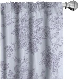 Ambesonne Floral Design Curtains, Traditional Damask Flower Pattern Geometric Neutral Boho Artwork, Window Treatments 2 Panel Set for Living Room Bedroom, Pair of – 28″ x 95″, Cobalt Blue and White(Pale Ceil Blue Mauve)
