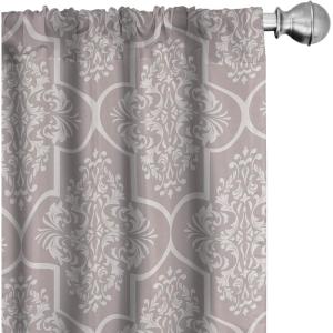 Ambesonne Floral Design Curtains, Traditional Damask Flower Pattern Geometric Neutral Boho Artwork, Window Treatments 2 Panel Set for Living Room Bedroom, Pair of – 28″ x 95″, Cobalt Blue and White(Pale Purpleblue White)