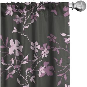 Ambesonne Floral Design Curtains, Traditional Damask Flower Pattern Geometric Neutral Boho Artwork, Window Treatments 2 Panel Set for Living Room Bedroom, Pair of – 28″ x 95″, Cobalt Blue and White(Mauve Rose Charcoal Grey)