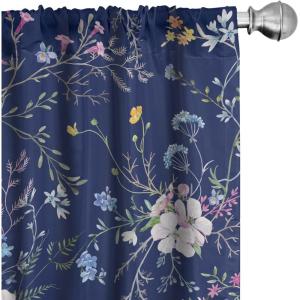 Ambesonne Floral Design Curtains, Tropical Themed Neutral Colors Boho Flowers Vintage with Leafy Art, Window Treatments 2 Panel Set for Living Room Bedroom, Pair of – 28″ x 63″, Dark Coral Pale Grey(Dark Lavender and Olive Green)