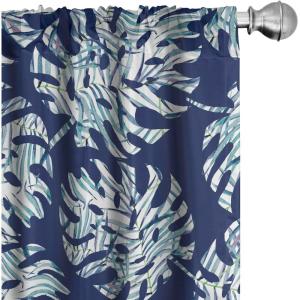 Ambesonne Floral Design Curtains, Tropical Themed Neutral Colors Boho Flowers Vintage with Leafy Art, Window Treatments 2 Panel Set for Living Room Bedroom, Pair of – 28″ x 63″, Dark Coral Pale Grey(Pale Slate Blue and Teal)