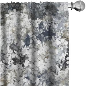 Ambesonne Floral Design Curtains, Tropical Themed Neutral Colors Boho Flowers Vintage with Leafy Art, Window Treatments 2 Panel Set for Living Room Bedroom, Pair of – 28″ x 63″, Dark Coral Pale Grey(Slate Brown Pale Grey)