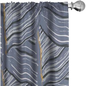 Ambesonne Floral Design Curtains, Tropical Themed Neutral Colors Boho Flowers Vintage with Leafy Art, Window Treatments 2 Panel Set for Living Room Bedroom, Pair of – 28″ x 63″, Dark Coral Pale Grey(Dark Ceil Blue and Marigold)