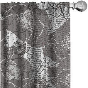 Ambesonne Floral Design Curtains, Tropical Themed Neutral Colors Boho Flowers Vintage with Leafy Art, Window Treatments 2 Panel Set for Living Room Bedroom, Pair of – 28″ x 63″, Dark Coral Pale Grey(Pale Grey)