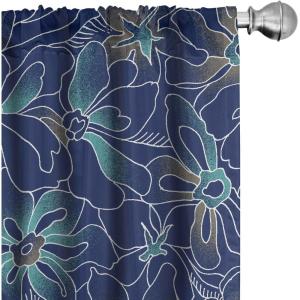 Ambesonne Floral Design Curtains, Tropical Themed Neutral Colors Boho Flowers Vintage with Leafy Art, Window Treatments 2 Panel Set for Living Room Bedroom, Pair of – 28″ x 63″, Dark Coral Pale Grey(Turquoise Dark Lavender)