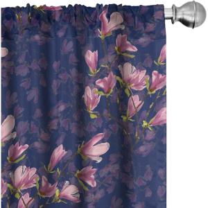 Ambesonne Floral Design Curtains, Tropical Themed Neutral Colors Boho Flowers Vintage with Leafy Art, Window Treatments 2 Panel Set for Living Room Bedroom, Pair of – 28″ x 63″, Dark Coral Pale Grey(Quartz Pastel Pink)