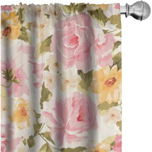 Ambesonne Gothic Wings Curtains, Outline Style Illustrated Wild Nature Moth Pattern Neutral Colors, Window Treatments 2 Panel Set for Living Room Bedroom, Pair of – 28″ x 63″, Charcoal Grey Sea Blue(Pastel Pink and Slate Brown)